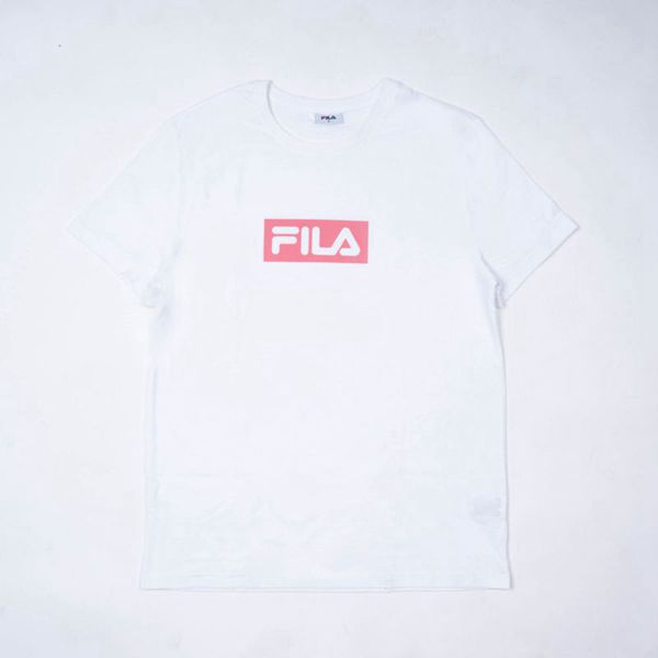 Camisetas Manga Corta Fila Mujer Blancas / Rosas - Charlotte Oversized - España 347250BYP